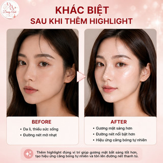 Phấn Bắt Sáng Lion Gloss Highlighter Nhũ Mịn Ánh Bạc Ánh Vàng Ánh Hồng Dễ Tán Hiệu Ứng Glow Tự Nhiên Lâu Trôi