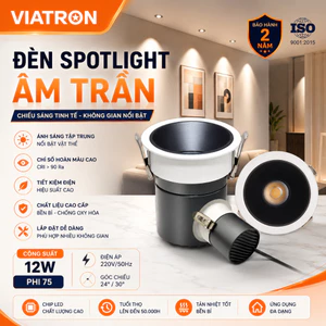 Đèn spotlight chống chói, xoay góc chip COB, đèn chiếu điểm âm trần chống chói - Bh 2 năm