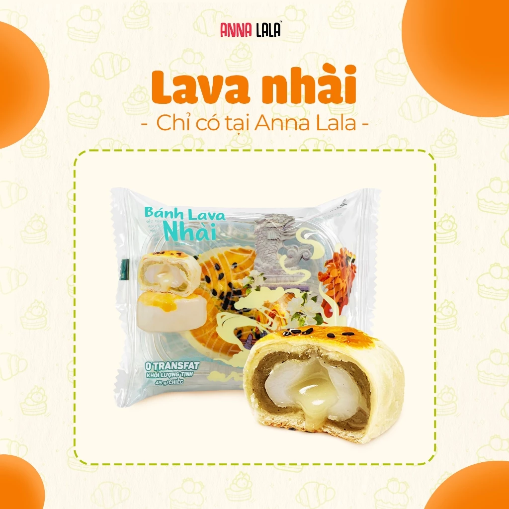 BÁNH LAVA NHÂN CHẢY 45g BAO BÌ MỚI nhân chảy, Mochi Kéo Sợi– GIẢM DẦU, ÍT NGỌT, Dẻo Mềm,Thơm Ngon,4 tầng vị giác