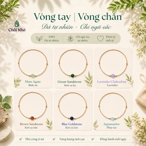 Tổng hợp vòng tay chỉ ngũ sắc sợi siêu mảnh mix đá tự nhiên CHỒI NHỎ Free size