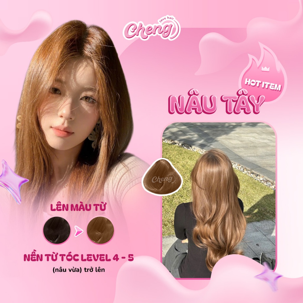 [S.VIP] Thuốc Nhuộm Tóc Màu NÂU TÂY Không Cần Tẩy | Chenglovehair, Chenglovehairs