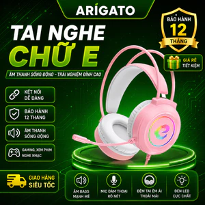 Tai Nghe Gaming 7.1 Chữ E Màu Hồng – Âm Thanh Sống Động, LED Cá Tính, Chuyên Game