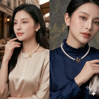 [N704] Dây Chuyền Ngọc Trai, Vòng Cổ Ngọc Trai Nhân Tạo Dây Khoá OT Sang Trọng - DAISYN