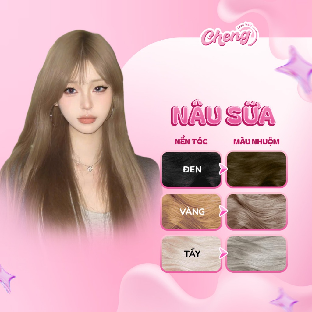 [S.VIP] Thuốc Nhuộm Tóc Màu NÂU SỮA, NÂU TRÀ SỮA Không Tẩy | Chenglovehair, Chenglovehairs