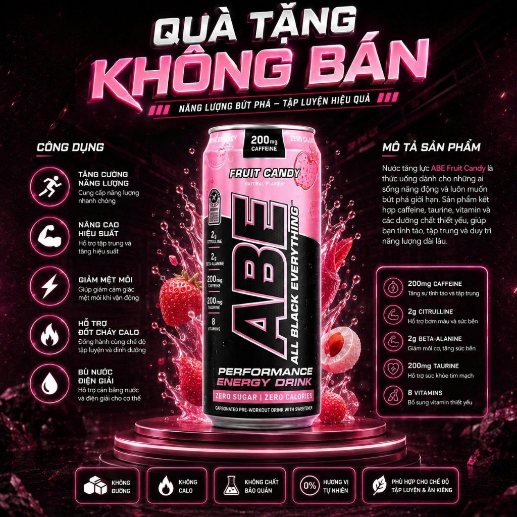 (1 Lon) NƯỚC UỐNG TĂNG LỰC ABE PREWORKOUT RTD - SỰ CHỌN LỰA CHO NGƯỜI THỂ THAO