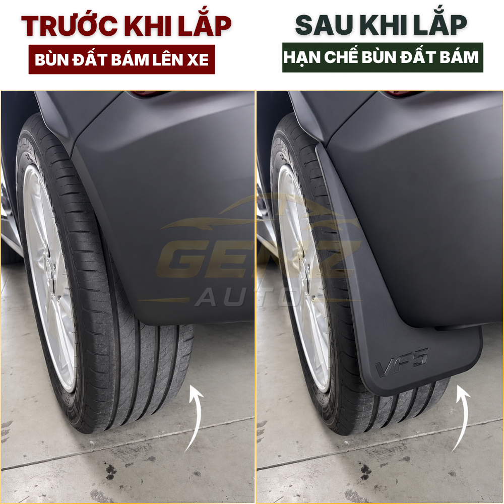Chắn bùn VF3, VF5, VF6, VF7, VF8, Herio/Limo Green, MPV7 .. hạn chế bùn đất bắn lên xe + tặng kèm ốc