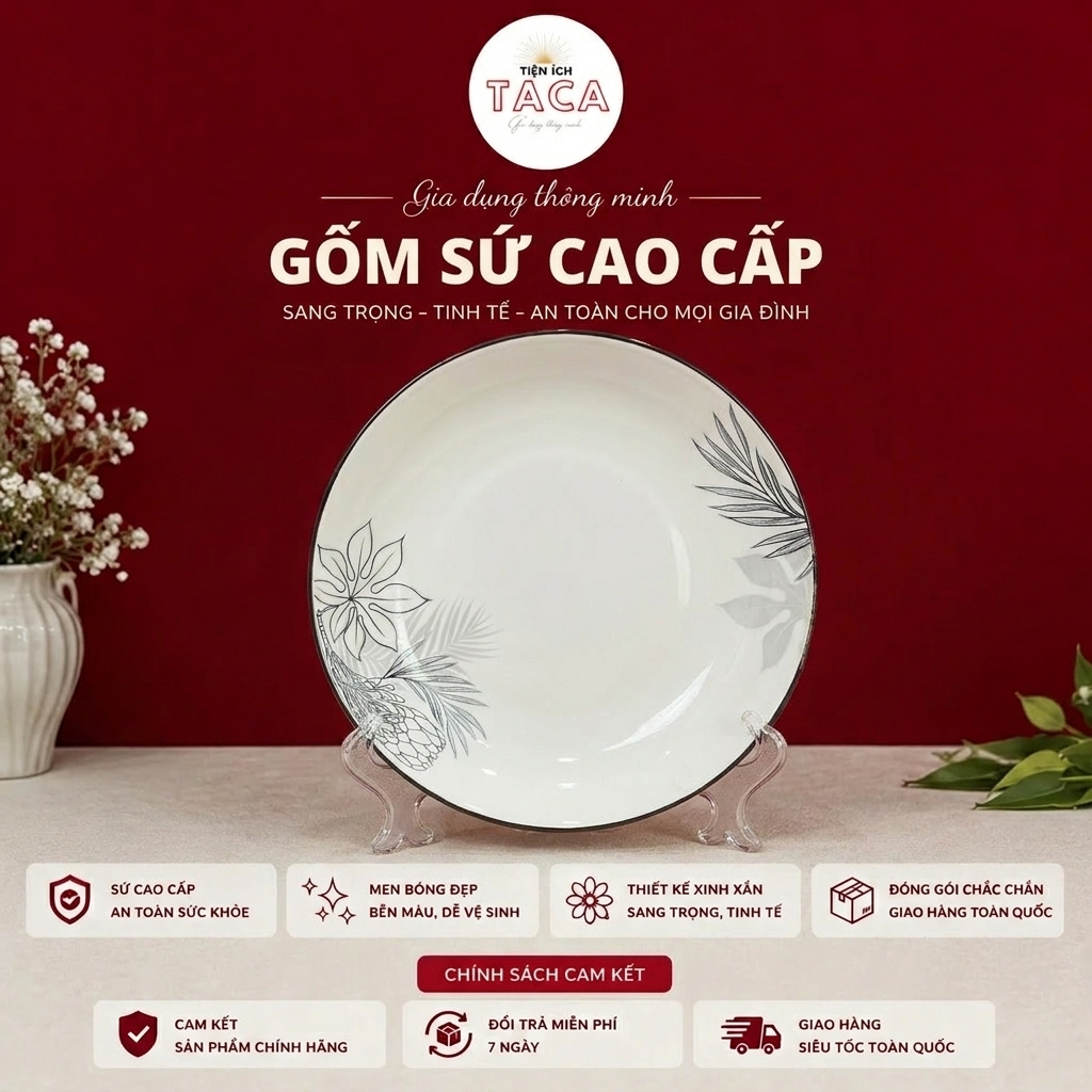 Bộ Bát Đĩa hoạ tiết Tinh Hoa Khắc Nổi Cao Cấp - 28 món - ĐÓNG HỘP QUÀ TẶNG
