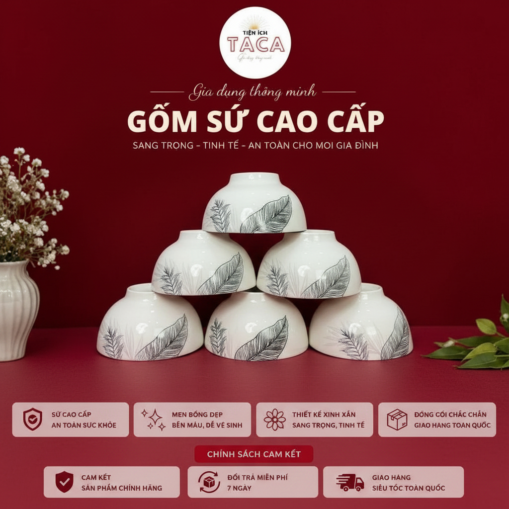 Bộ Bát Đĩa hoạ tiết Tinh Hoa Khắc Nổi Cao Cấp - 28 món - ĐÓNG HỘP QUÀ TẶNG