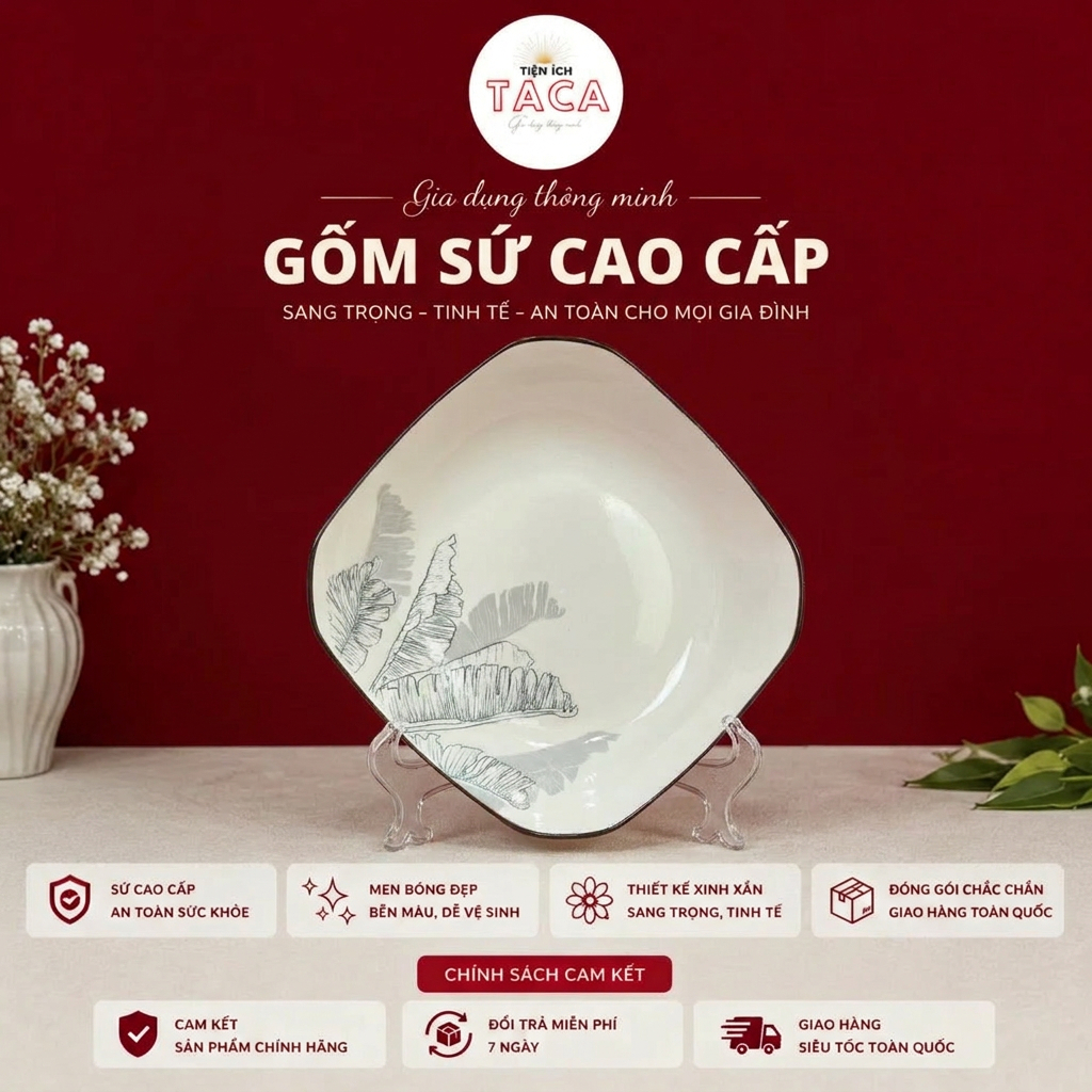 Bộ Bát Đĩa hoạ tiết Tinh Hoa Khắc Nổi Cao Cấp - 28 món - ĐÓNG HỘP QUÀ TẶNG