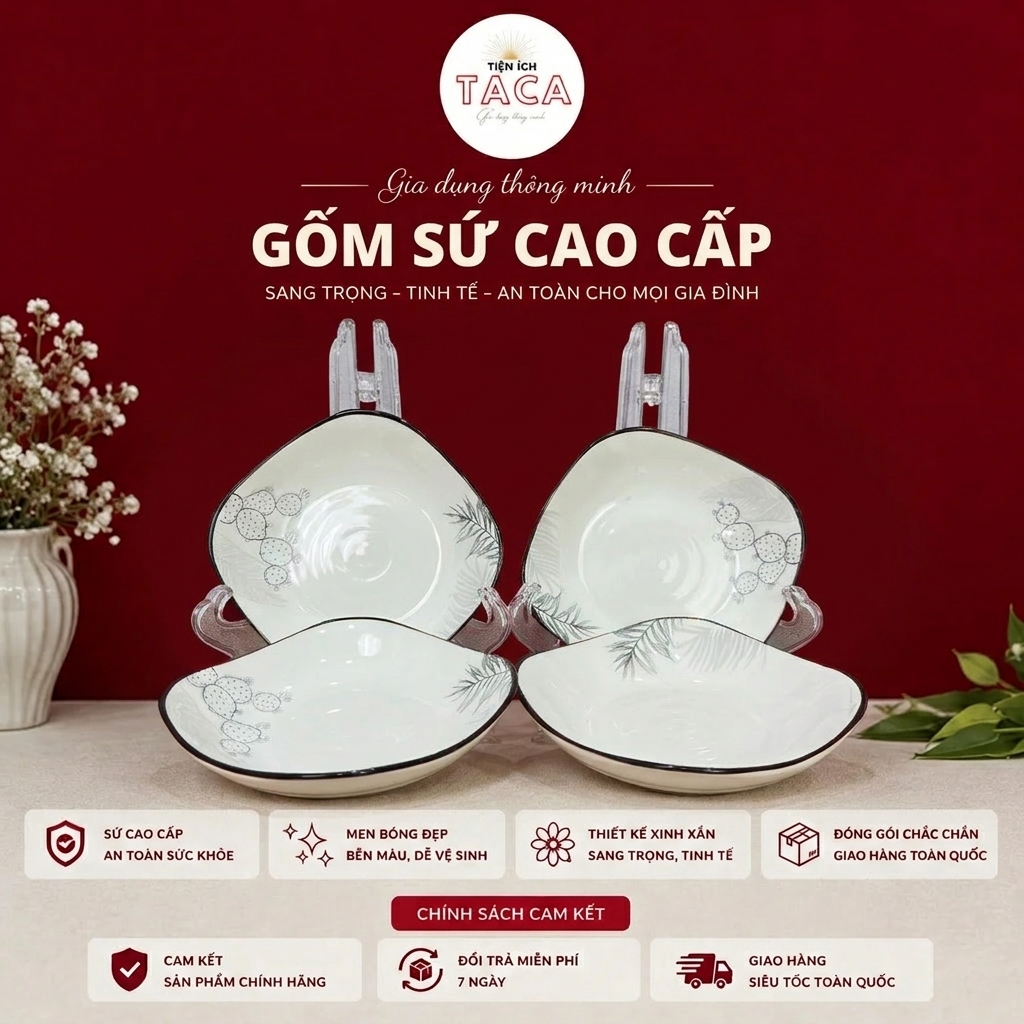 Bộ Bát Đĩa hoạ tiết Tinh Hoa Khắc Nổi Cao Cấp - 28 món - ĐÓNG HỘP QUÀ TẶNG