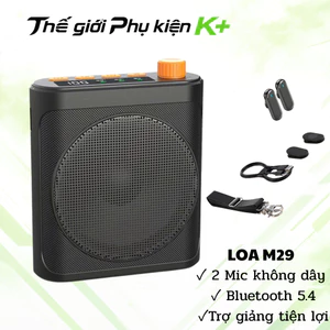 Loa Di Động Bluetooth 5.4 cho Giáo Viên Kiêm Máy Trợ Giảng M29 20W Kèm 2 Micro Kẹp Áo Từ Tính