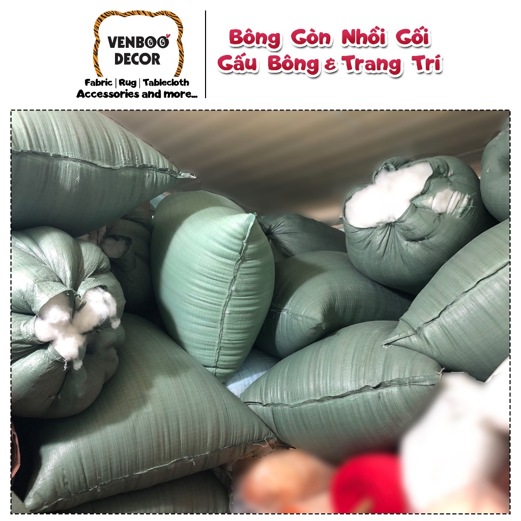 ☁️ [1KG] BÔNG GÒN SẠCH nhồi Gối | Bông làm Đám Mây Decor Chụp Ảnh | Gòn nhồi Gấu Bông Workshop Móc Khóa Len Capybara BG