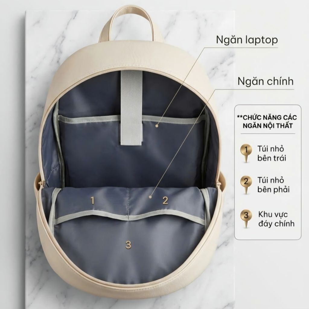 👉 Balo Da ĐEO.STU Nam Nữ Cao Cấp Chống Nước Đựng Vừa Laptop 15.6 Inch Tối Giản