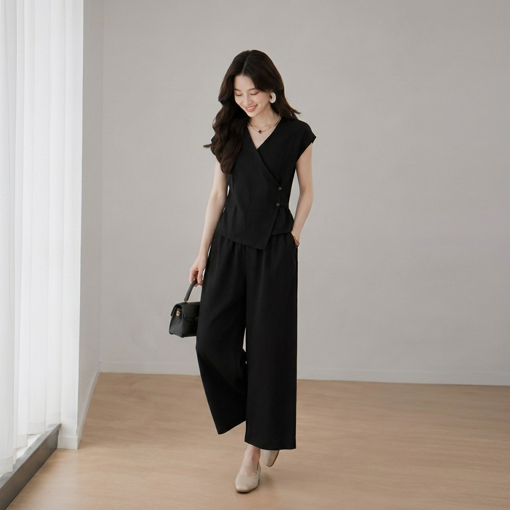 Set Bộ Nữ Hot Trend Quảng Châu – Lịch Thiệp, Sang Trọng, Che Dáng Đẹp Chất Đũi Hàn Loại 1 Cao Cấp