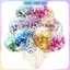 Set 5 Bong Bóng Trong Suốt Kim Tuyến, Bóng Sequin Nhiều Màu Nhà Bo Trang Trí Tiệc Tùng Size 12 Inchs