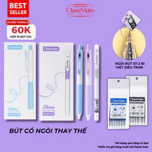 Hộp 10/ 12 Bút Gel Bấm 0.5mm CLASSMATE Có Ngòi Thay Thế, Đệm Cao Cấp Chống Chai Tay Ngòi ST Viết Siêu Trơn GP113/114