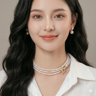 [DAISYN ] N640 choker dây chuyền áo dài , dây chuyền áo tấc, vòng cổ cưới 1 sợi dài ngọc trai nhân tạo 6mm khoá OT