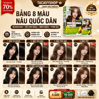 Thuốc Nhuộm Tóc BUNCHAR 9 Màu Nhuộm Nâu Quốc Dân,Nhuộm Không Cần Oxy– Che Bạc – Nhuộm Salon Tại Nhà