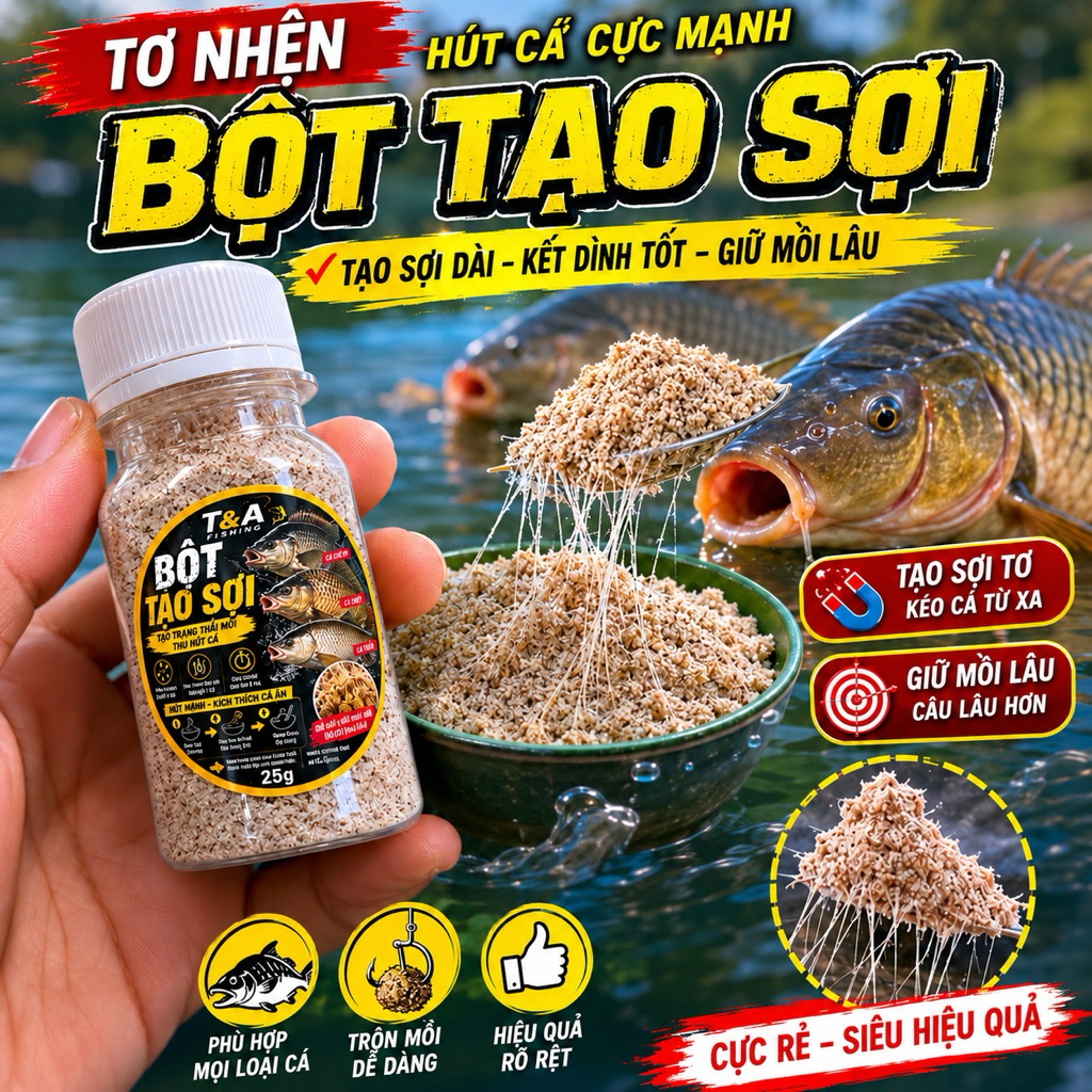 Tơ nhện câu cá T&A Fishing, bột tạo sợi tơ nhện