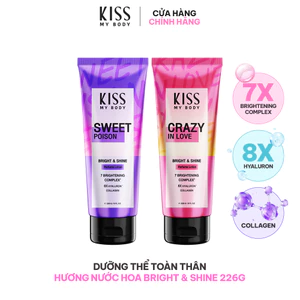 Sữa Dưỡng Thể Kiss My Body Bright & Shine Hỗ Trợ Sáng Da Hương Nước Hoa 226g