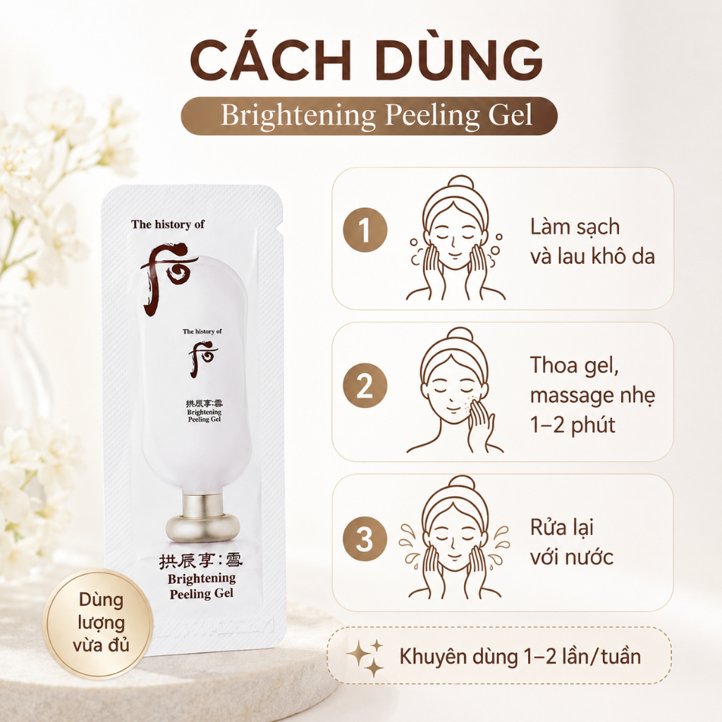 Tẩy Da Chết Trắng Da Dạng Gel Whoo Brightening Peeling Gel 1ml - Combo 10 Gói / 20Gói