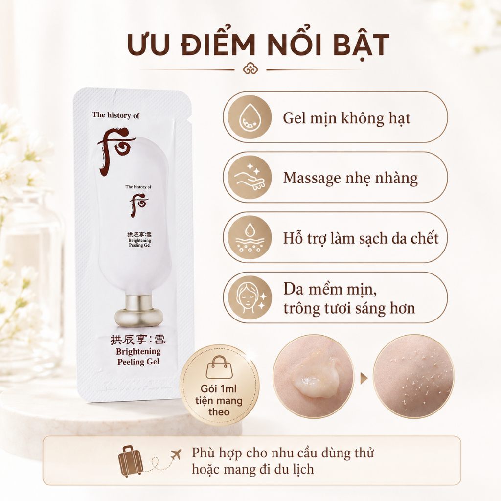 Tẩy Da Chết Trắng Da Dạng Gel Whoo Brightening Peeling Gel 1ml - Combo 10 Gói / 20Gói