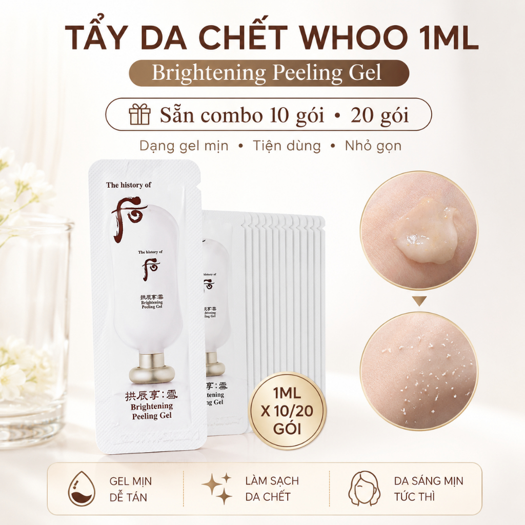 Tẩy Da Chết Trắng Da Dạng Gel Whoo Brightening Peeling Gel 1ml - Combo 10 Gói / 20Gói