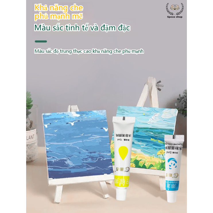 Màu Gouache 12ml 12/18/24/36 Màu – Bộ Màu Poster Vẽ Tranh Màu Vẽ Mỹ Thuật Cho Học Sinh