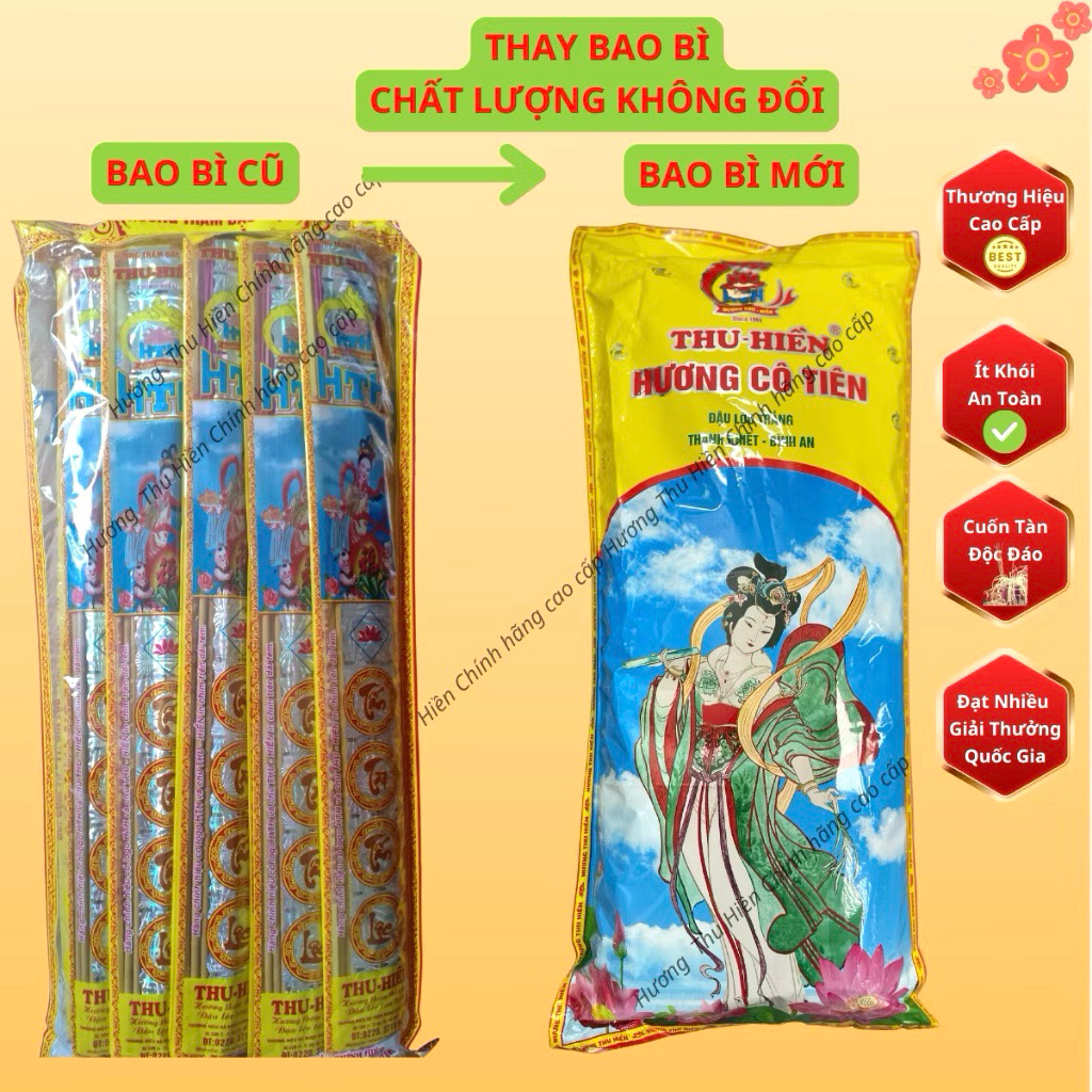 1 bịch 10 hương thơm Thu Hiền dài 43cm cuộn tàn trắng (mẫu mới)
