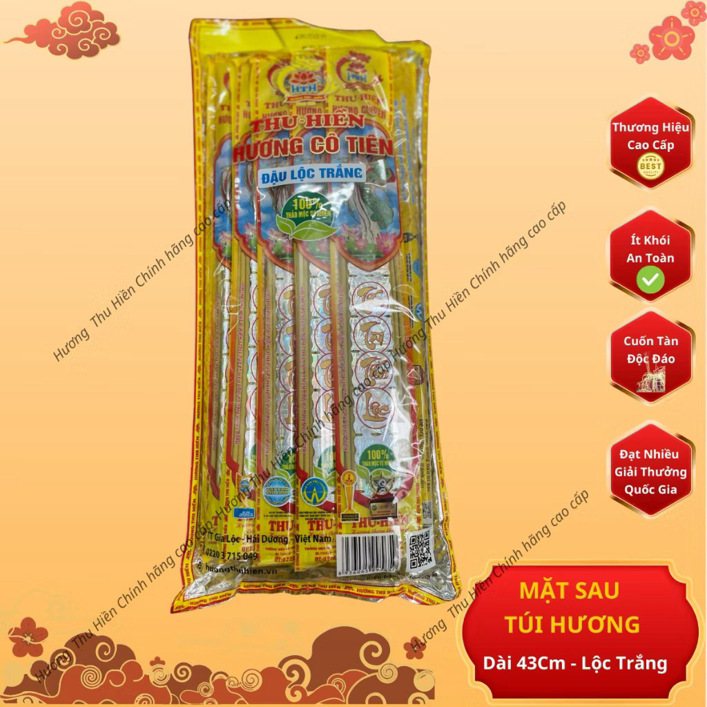 1 bịch 10 hương thơm Thu Hiền dài 43cm cuộn tàn trắng (mẫu mới)