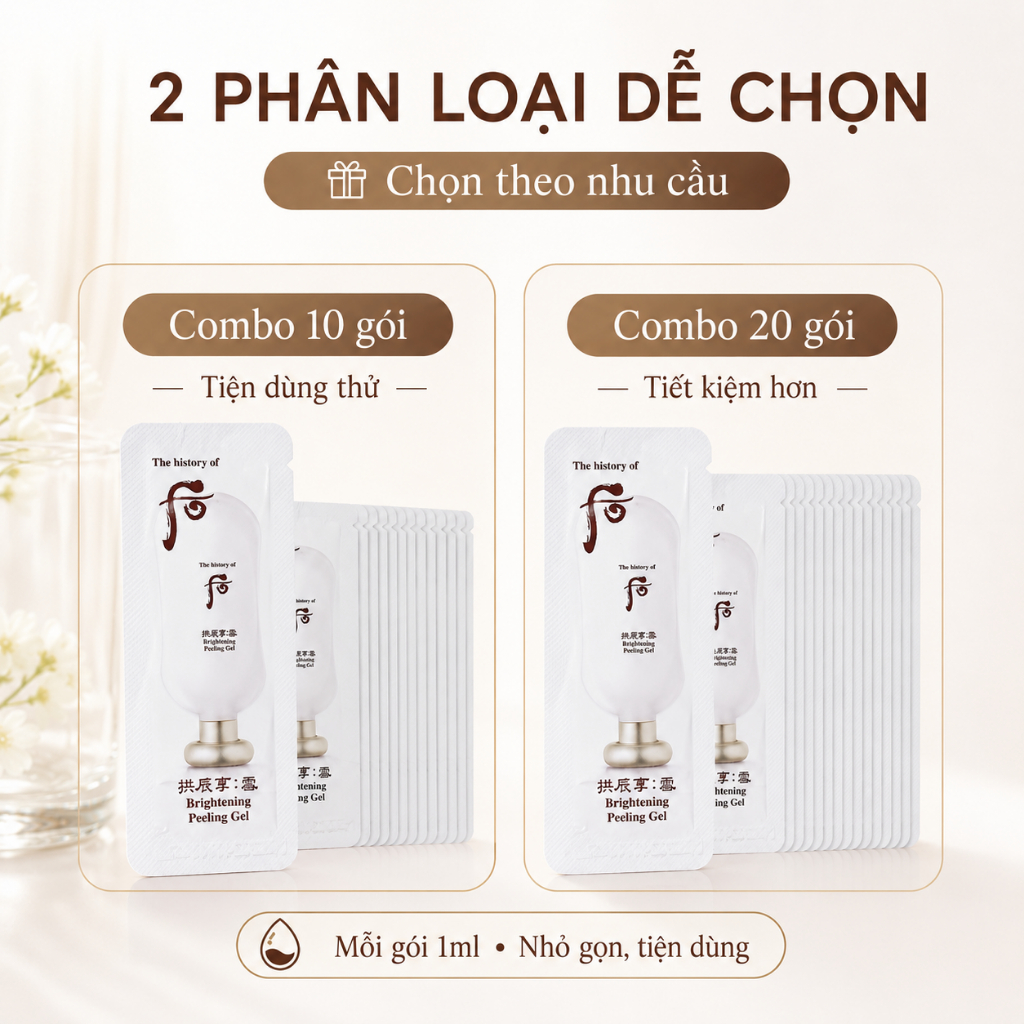 Tẩy Da Chết Trắng Da Dạng Gel Whoo Brightening Peeling Gel 1ml - Combo 10 Gói / 20Gói