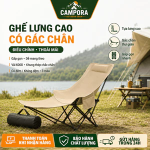 Ghế Mặt Trăng Tựa Cao Gấp Gọn Ngoài Trời, Ghế Xếp Cắm Trại Có Gác Chân Điều Chỉnh, Có Đệm/Không Đệm