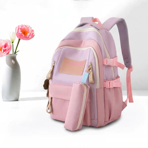 Balo Đi Học Nữ Phối Màu Pastel Tặng Kèm Hộp Bút Cặp Sách Học Sinh Cấp 2 Cấp 3 Đựng Laptop Hàn Quốc Ulzzang Đẹp
