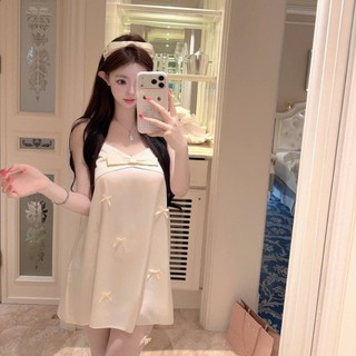 V66 Váy Ngủ Nữ 2 Dây Chất Lụa Latin Cao Cấp Đính Nơ Siêu Yêu Phương Linh Underwear