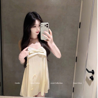V66 Váy Ngủ Nữ 2 Dây Chất Lụa Latin Cao Cấp Đính Nơ Siêu Yêu Phương Linh Underwear