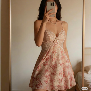 V69 Váy Ngủ Nữ Chất Ren Hoa Mềm Mại Kèm Mút Đệm Cao Cấp Phương Linh Underwear