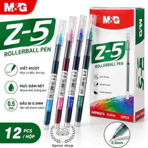 M&G Bút Nước Z5 0.5mm – Bút Gel Roller Ball Thân Trong, Mực Nhanh Khô Lượng Mực Gấp 5 Lần, Viết Mượt