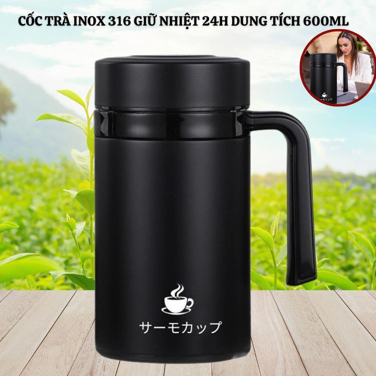 Ca trà giữ nhiệt Inox 316 có tay cầm có lọc trà tiện lợi hàng cao cấp xuất Nhật-Dung tich 600ml
