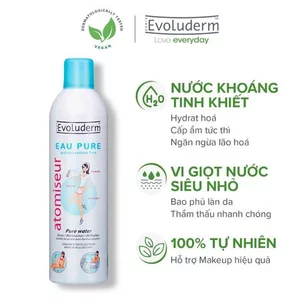 Xịt khoáng Evoluderm Eau Pure nước xịt khoáng cấp ẩm làm dịu cho da nhạy cảm chính hãng Pháp 400ml