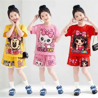 Bộ bé gái mẫu CUTE CAT sz 14 - 43kg, bộ quần áo bé gái mùa hè năng động dễ thương