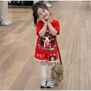 Bộ bé gái mẫu CUTE CAT sz 14 - 43kg, bộ quần áo bé gái mùa hè năng động dễ thương