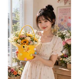 Giỏ đựng đồ mini dễ thương có quai xách – túi vải nỉ hình thú hoạt hình, decor xinh xắn, đựng quà bánh đồ chơi