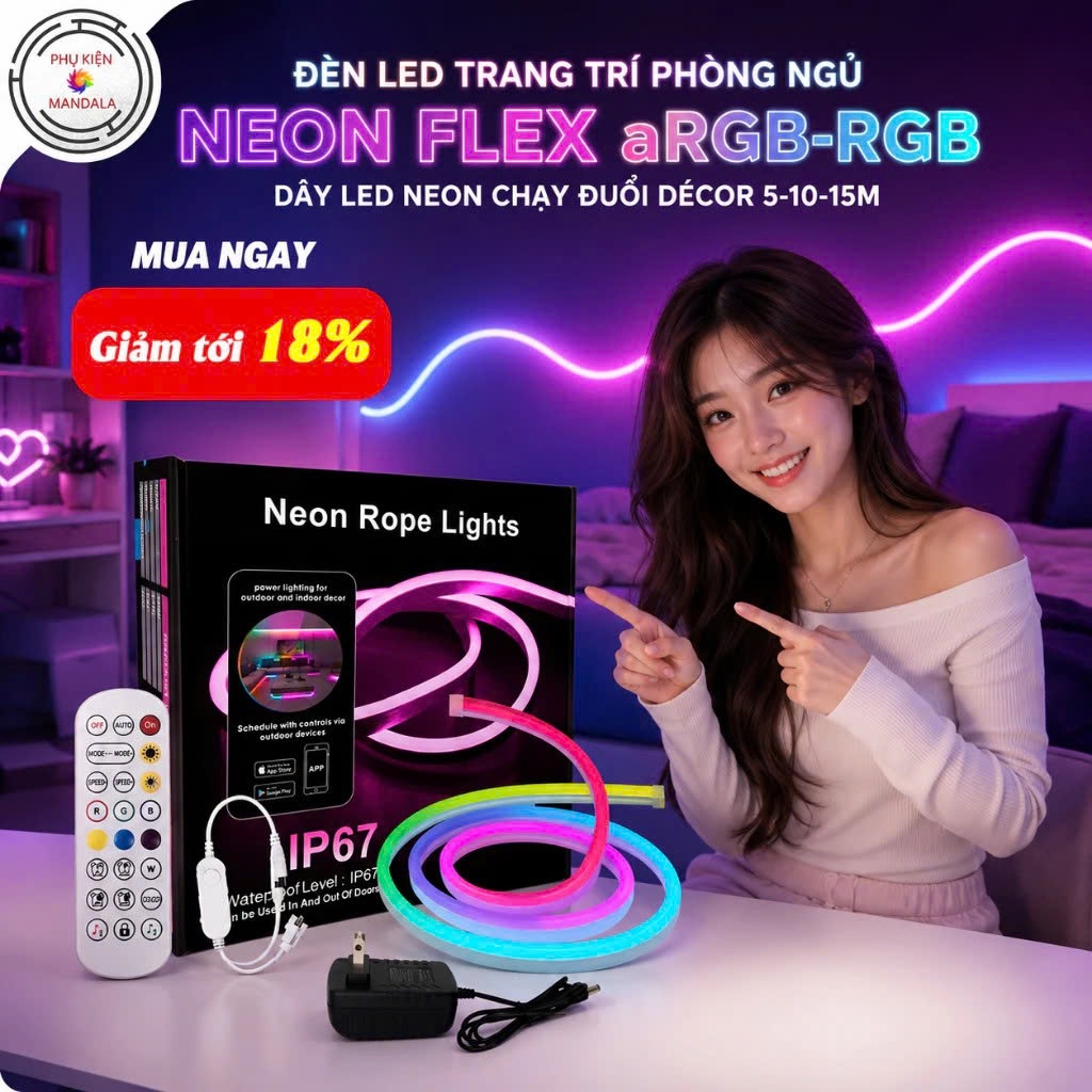 Đèn led NEON FLEX aRGB Dây đèn neon chạy đuổi trang trí phòng ngủ, decor phòng khách 5-10-15m cao cấp | BigBuy360 - bigbuy360.vn