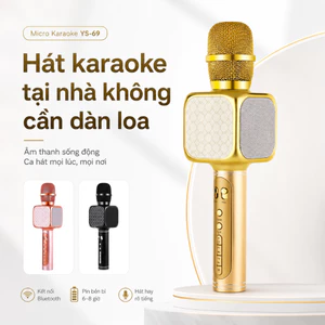 Micro Karaoke Bluetooth YS-69 Không Dây, Loa Kép 3W x2, Pin 2600mAh, Hỗ Trợ MicroSD MP3 Cổng 3.5mm