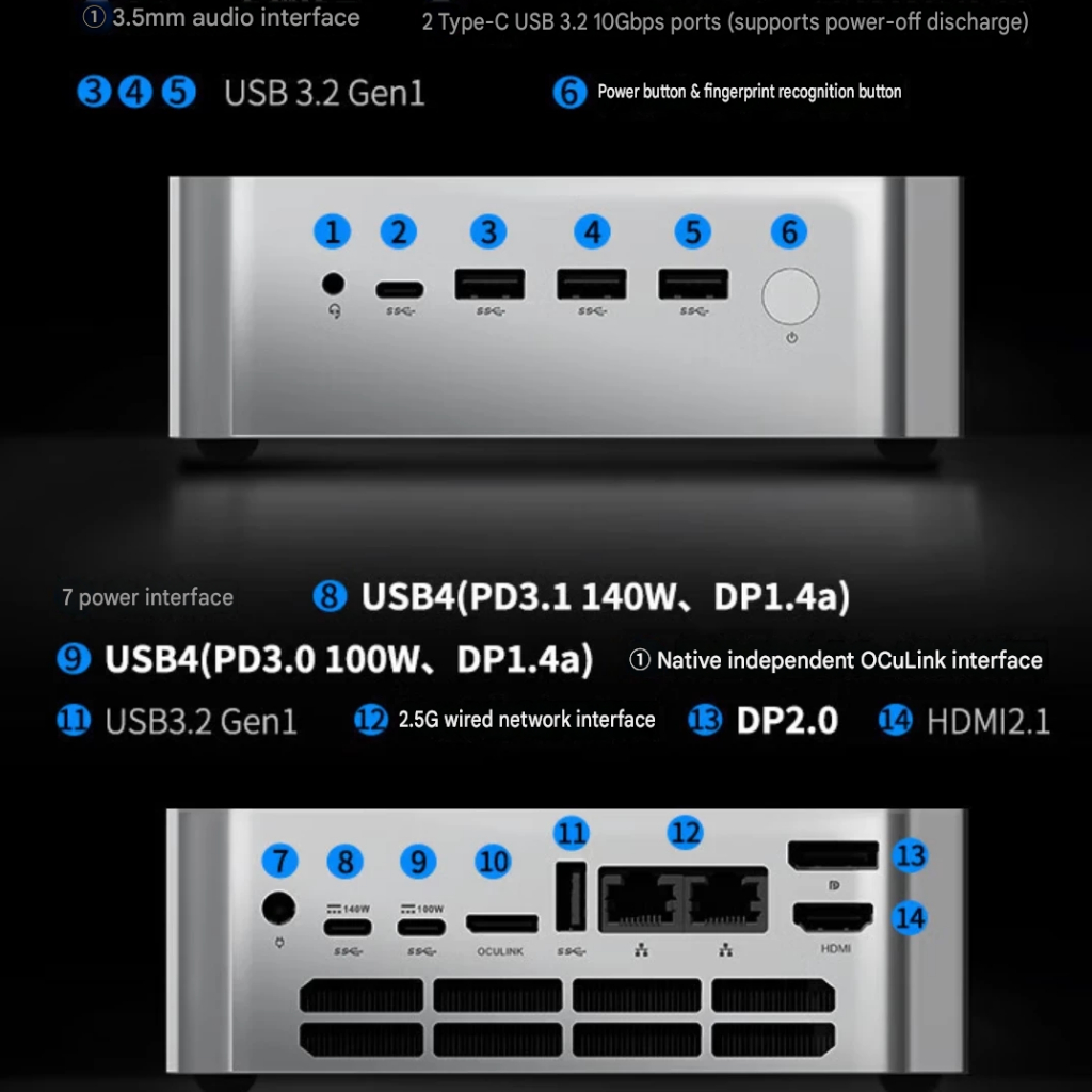 METAPHYUNI Meta Cube 02 8845HS [Mở khóa Vân Tay Một Chạm] Native OCuLink +Dual USB4 | PD 3.1 140W | Body Hợp Kim Nhôm. | BigBuy360 - bigbuy360.vn