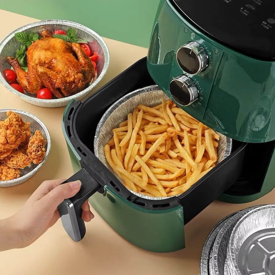 Set 10 khay giấy bạc lót nồi chiên không dầu tiện ích khi sử dụng