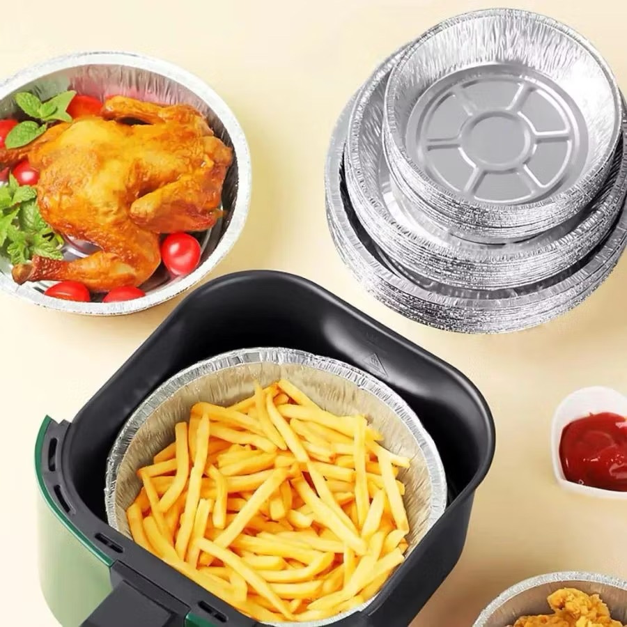 Set 10 khay giấy bạc lót nồi chiên không dầu tiện ích khi sử dụng