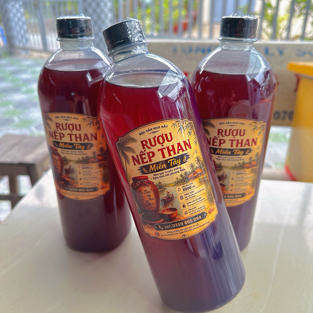Rượu nếp than (nếp cẩm) nguyên chất chai 1000ml