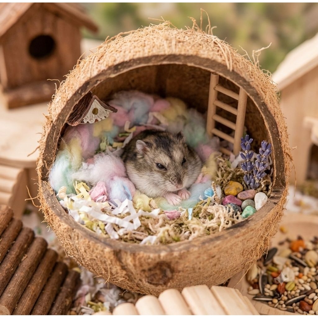 Gáo Dừa Cắt Hàm Ếch Chưa Mài Sạch Xơ - Tổ Ngủ Cho Chim, Hamster, Sóc, Bọ - Trồng Cây Decor ....