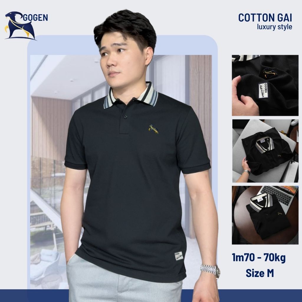 Polo GOGEN Chính Hãng Dòng Cao Cấp, Chất Vải Cotton Gai Pique Logo Thêu Sắc Nét GG-005